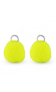 Pompom charm with loop 10mm - Silver-neon yellow